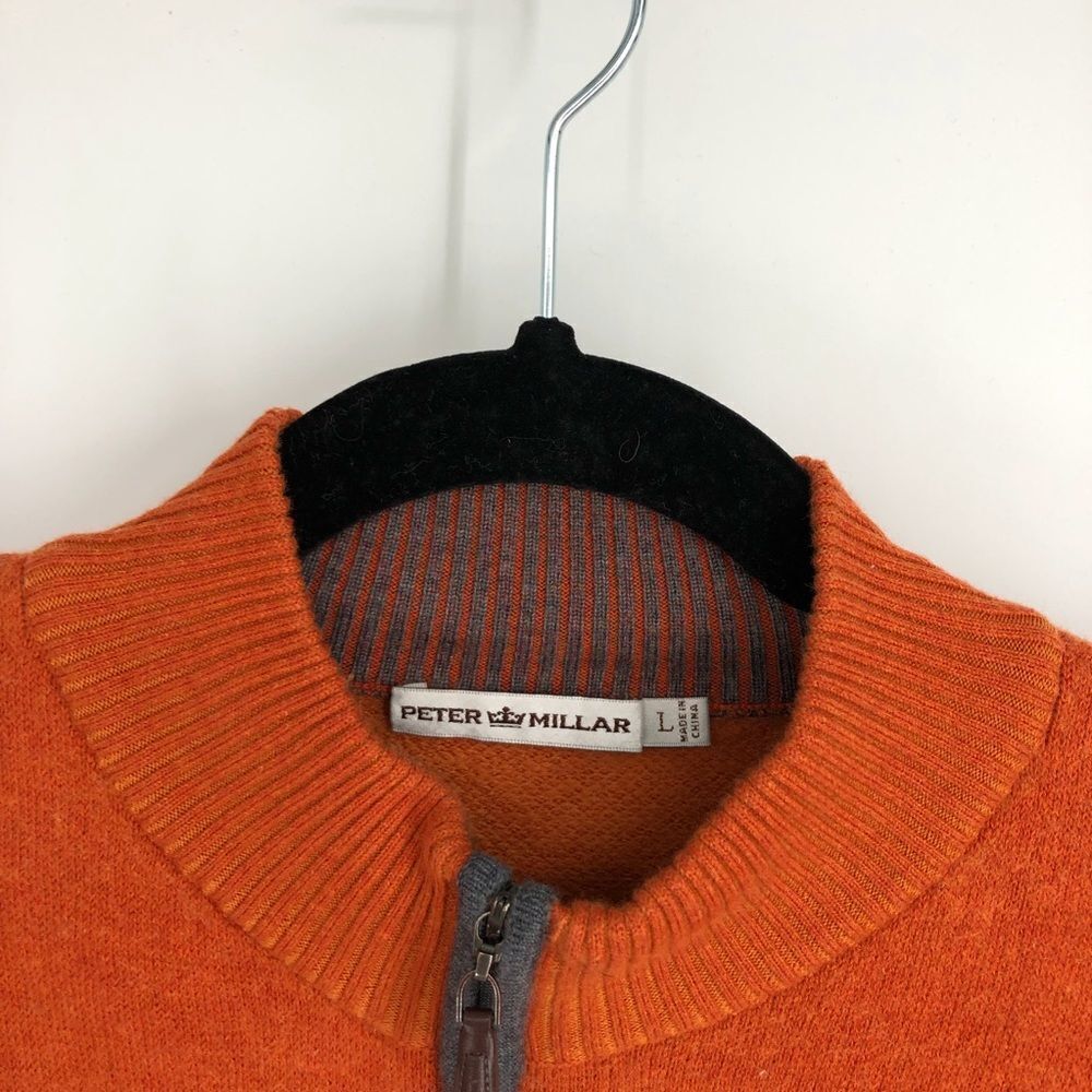 Peter Millar Wool Quarter Zip Pullover Sweater Or… - image 3